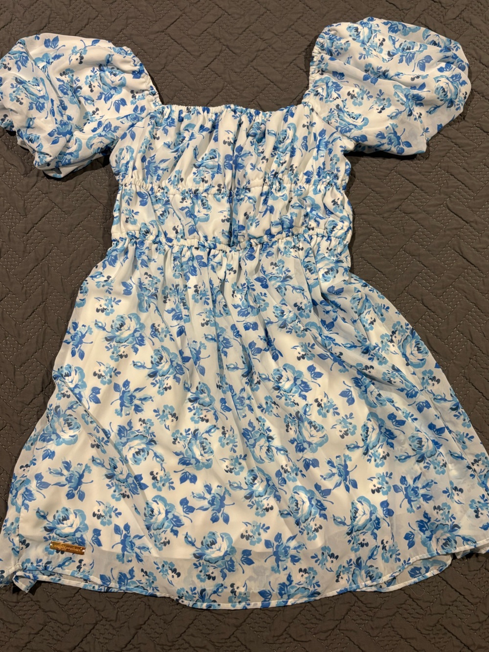 Simply Southern White Mini Dress with Blue Floral Print